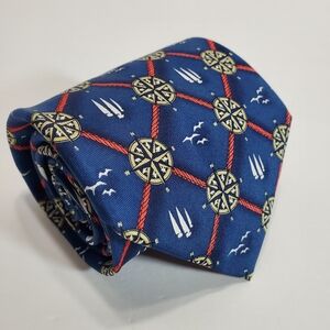 Eagle Nautical Theme Blue Men's Silk Neck Tie Compass Rose 59x4"